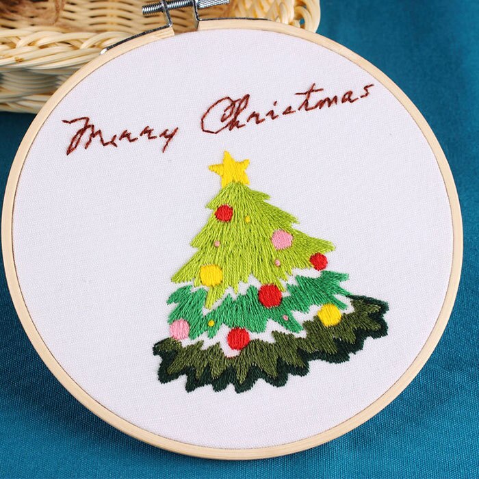 Diy Linten Borduurwerk Kits Voor Beginner Handwerken Praktijk Kits Kruissteek Muurschildering Art Home Decoratie Voldoen Sets: Christmas tree 15cm