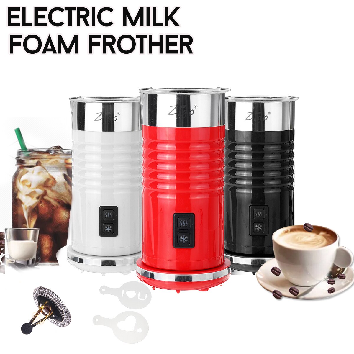 Elektrisk mælkeskummer skumskummemælk varmere latte cappuccino kaffeskum maker maskintemperatur holder