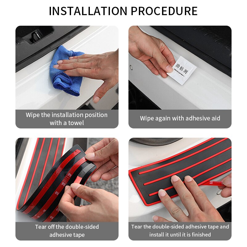 Universal Car Trunk Door Guard Strips Sill Plate Protector Rear Bumper Guard Rubber Mouldings Pad Trim Cover Strip Car Styling