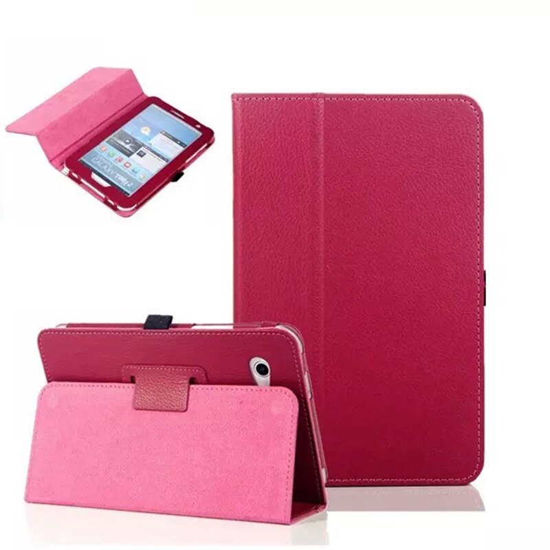 For Samsung Galaxy Tab 2 7 GT P3100 PU Leather Case Cover For Samsung Galaxy Tab 2 P3100 7.0 inch Stand Tablet Case +FilmPen: rose