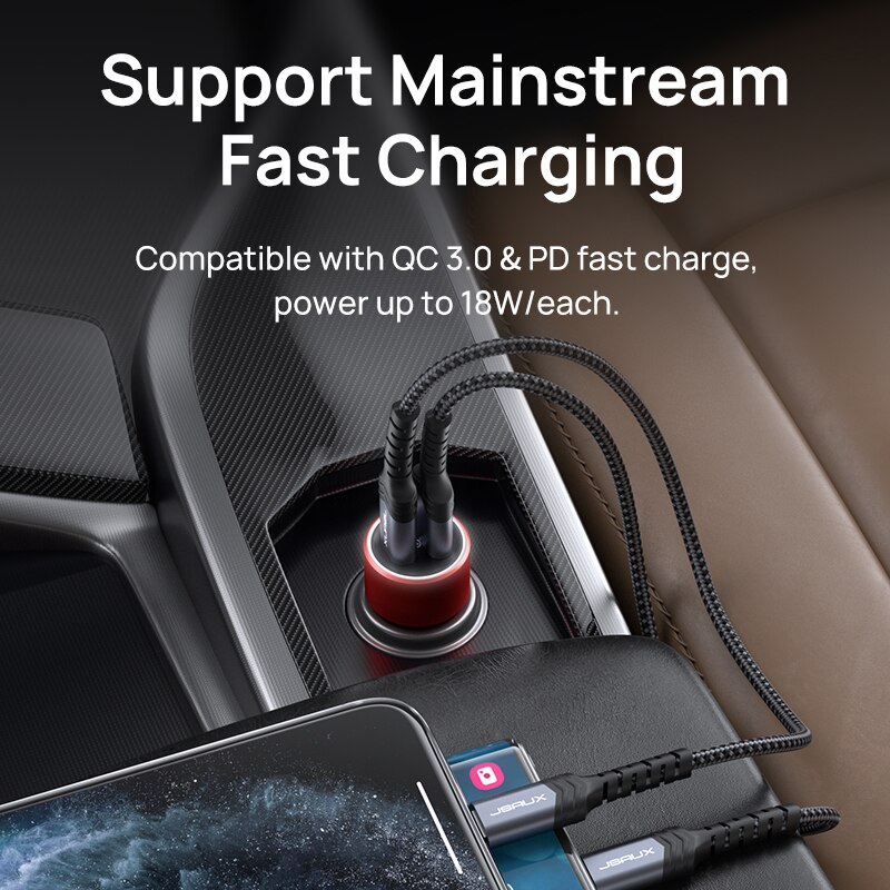 Jsaux USB C PD Caricabatteria Da auto Consegna 36W Ricarica Rapida con 18W di Potenza e di CONTROLLO di qualità 3.0 SCP AFC per il iPhone 11 pro Max/XS Max/XR/X/8 più