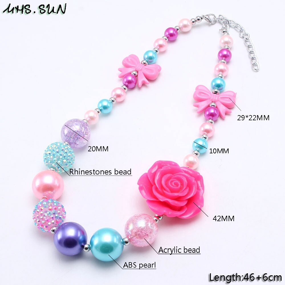 MHS.SUN-collar con cuentas de flores para niños, Gargantilla gruesa de colores, para , 1 unidad