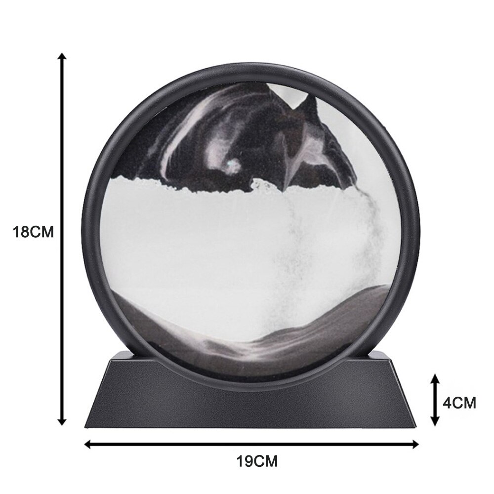 3D Moving Sand Art Picture Round Glass Deep Sea Sandscape In Motion Display Flowing Sand Frame Kids Home Decor (7inch)