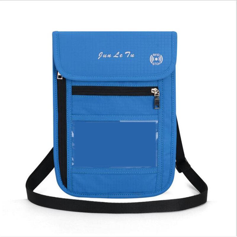 Multifunctionele reistas schoudertas documententas beschermhoes portemonnee etui voor unisex mini crossbody tas: Blauw
