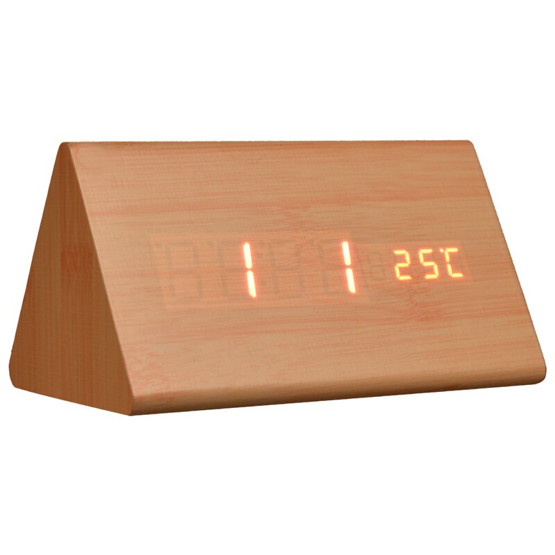 TIMESS USB Clocks LED Wooden Alarm Clock Watch Table Voice Control Digital Wood Electronic Desktop Table Decor Clock 2022