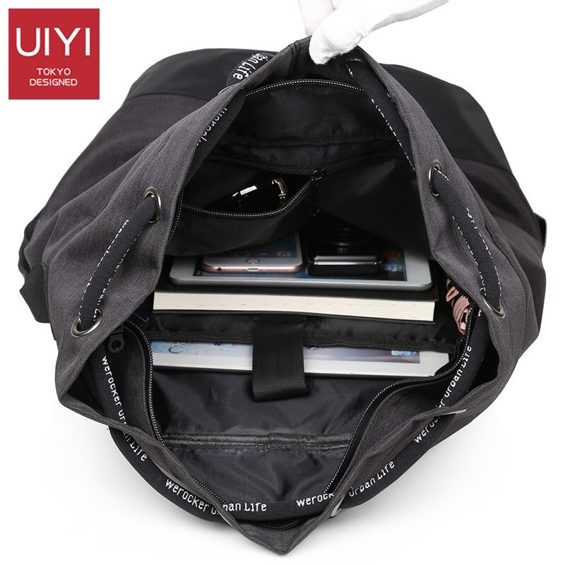 Sports Leisure Men Backpack multi-function large capacity Solid nylon drawstring beam backpack vintage fitness storage bag Man