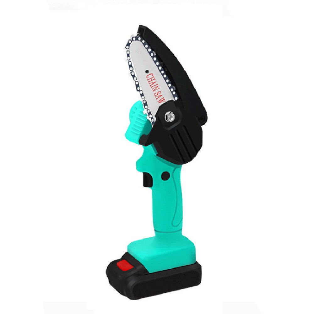 550W 4 inch Electric Chain Saw w/ 24V Lithium Battery Charger Cordless Rechargeable Woodworking Mini Pruning Saw Branch Cutting: Green / EU