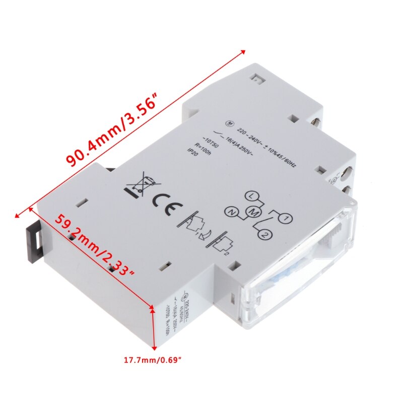 Mechanical 24 Hours Programmable Din Rail Timer Switch Relay 110-240V 16A