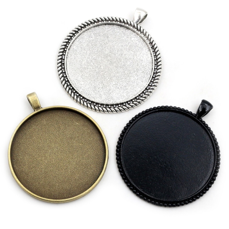 5 sztuk/partia 40mm wewnętrzna rozmiar Antique Bronze i posrebrzane czarne kolory Plated Fashion Style Cabochon baza ustawienie Charms wisiorek