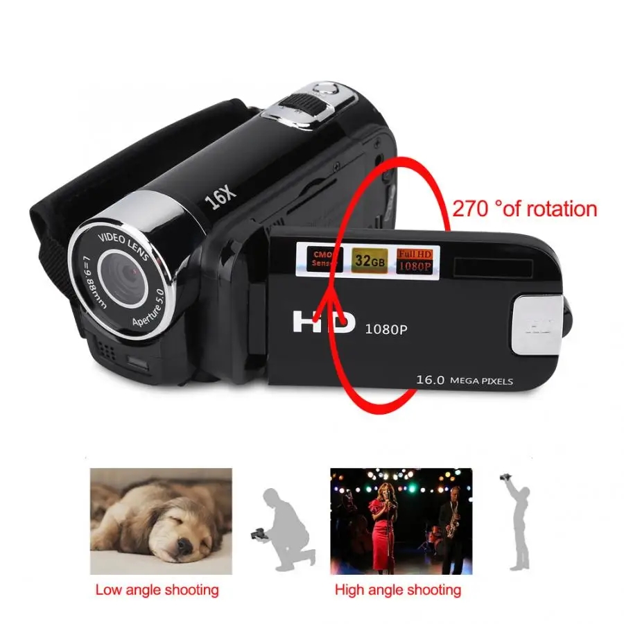 Mini Children's Digital Camera 270 Degree Rotation Screen HD 2MP Kids Birthday Christmas Portable Photo Video Camcorder
