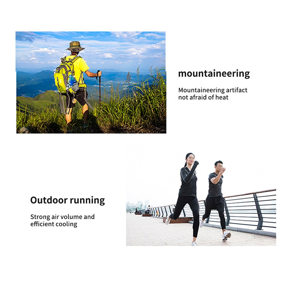 Portable USB Wearable Clip On Fan Personal Hands-Free Waist Fan Necklace Fan Handhold Fan Strong Airflow for Job Site Work