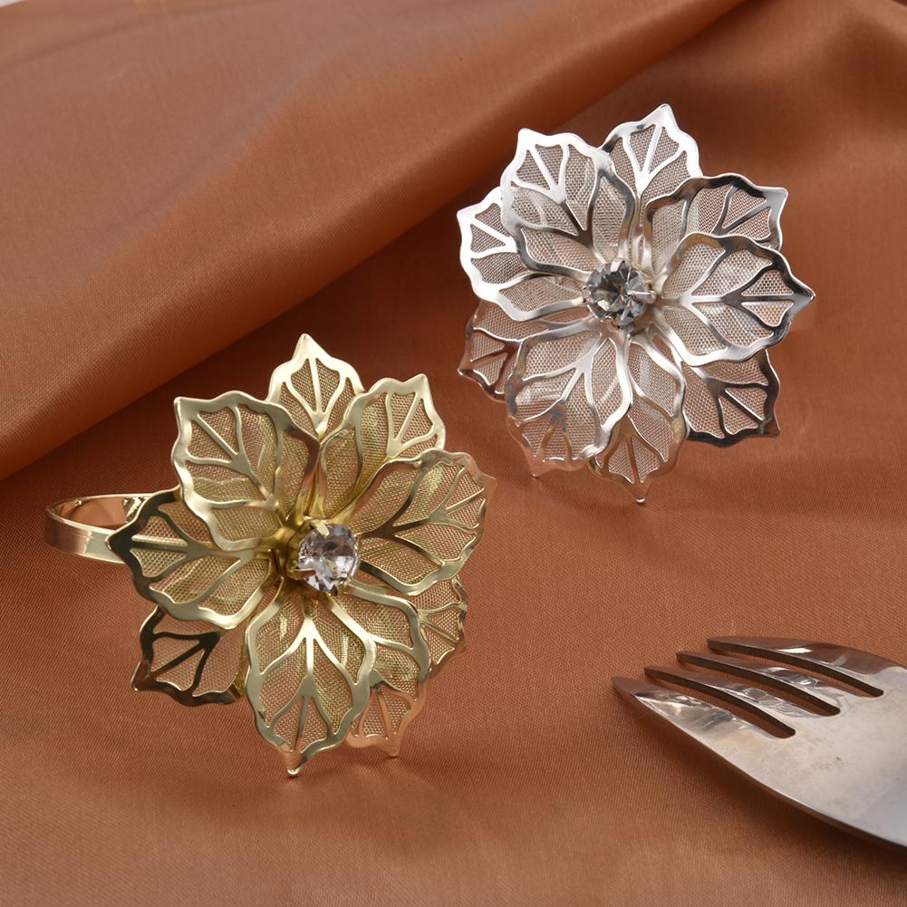 1Pcs Napkin Rings with Hollow Out Flower for Wedding Banquet Dinner Party Birthdays Family Gatherings Table Decor Napkin Holder