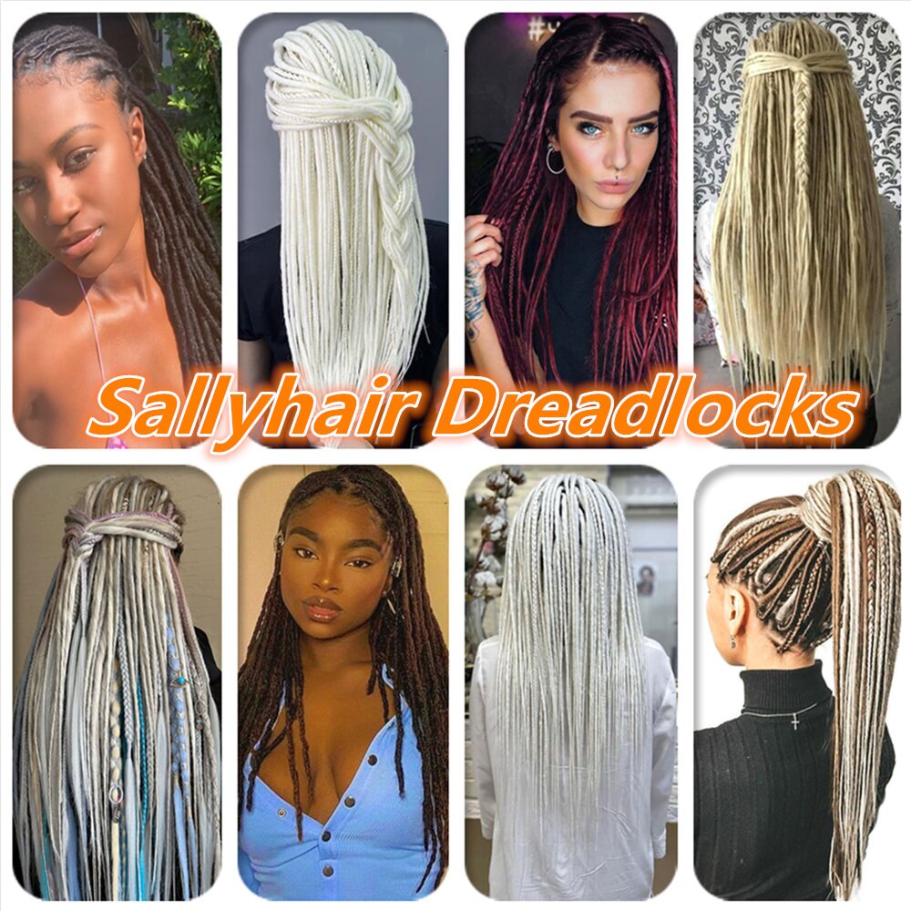 Sallyhair Synthetic Dreadlocks 1 Pack 12strands 20inch Braiding Hair Extensions Crochet Braids Hair White Pink Black