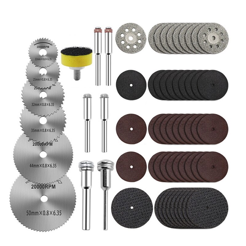 Multifunctionele Snijden Wheel Set Voor Rotary Tool Hss Circulaire Zaagbladen Diamant Snijden Wielen Voor Hout Zachte Metalen: 63pcs