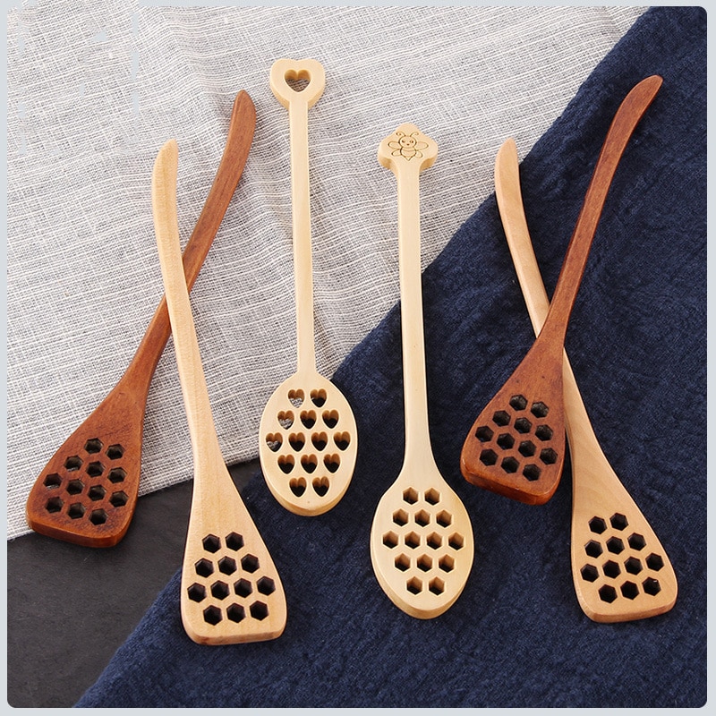 Di legno Miele Cucchiaio Cucchiaio di Miscelazione Manico in Legno mescolata sbarra Cucchiaio per il Miele Vaso di Miscelazione Bastone Da Cucina Mestolo Da dolce Da Tavola ToolsWooden