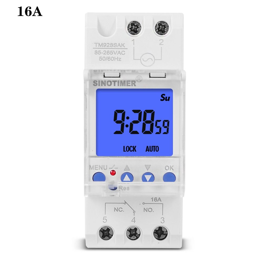 1 Second To 168 Hours Programmable Electronic Time Clock 85-265V Big LCD Backlight Display Timer With Lock Function: TM928SAKL