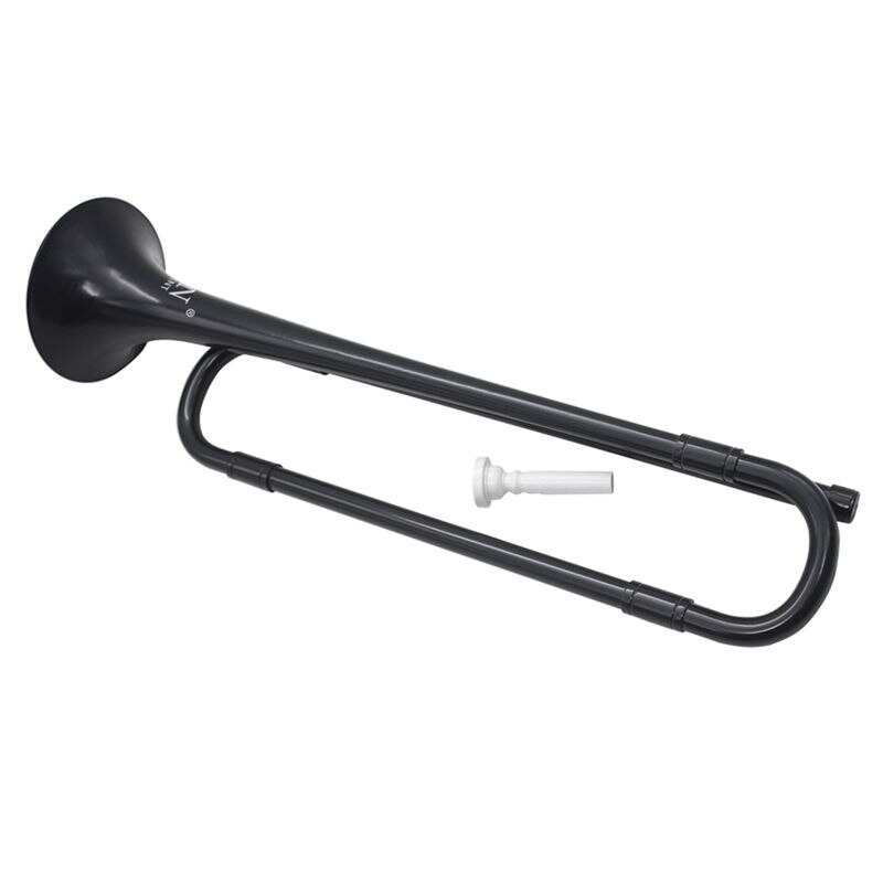 B Flat Bugle Cavalry Trumpet Plastic with Mouthpiece for Band School Student Black color