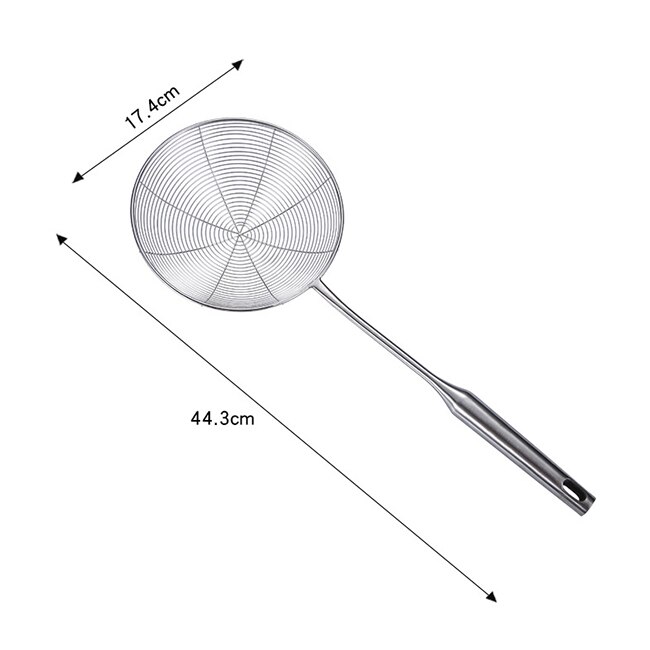 Premium 304 Stainless Steel Spider Mesh Strainer &amp; Colander Ladle Skimmer Cooking Tool Kitchenware Heat-resistant: 17cm