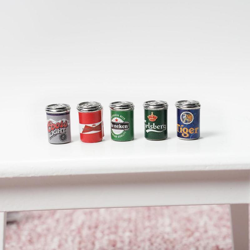 5 flessen Van Gesimuleerde Bier Kan Mini Voedsel Spelen 5 Flessen Bier Kan Scan Pop Speelgoed Meubels Accessoires
