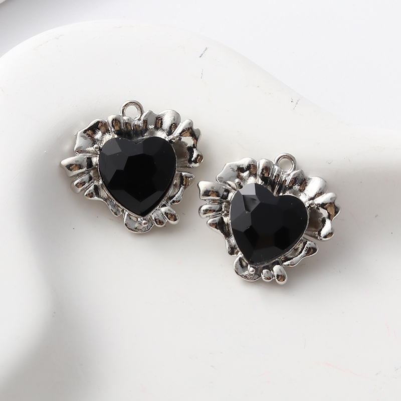 5 stks Mode Hart Cherry Cross Emaille Bedels Y2K Stijl Dark Gothic Hangers Voor Maken Handgemaakte DIY Bevindingen Sieraden: Black Gun Plated