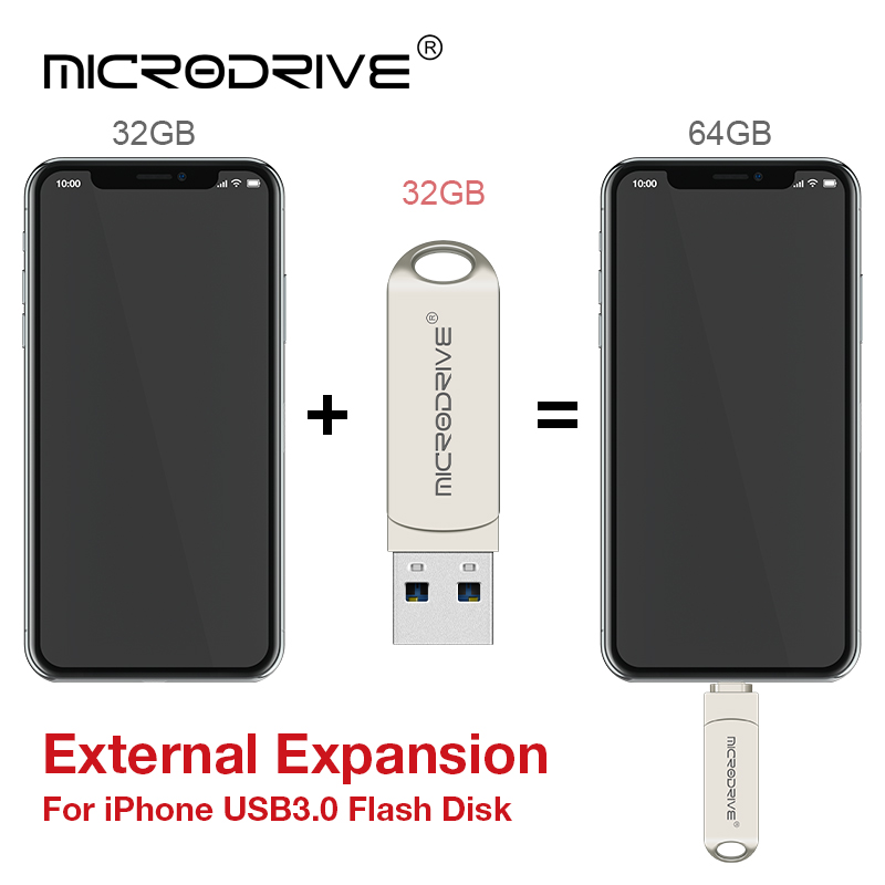 Rotate Usb 3.0 Flash Drive for iPhone with 2 in 1 USB-A to lightning interface 32-256GB pendrive for Iphone7/8/9/11/12/13 / Ipad