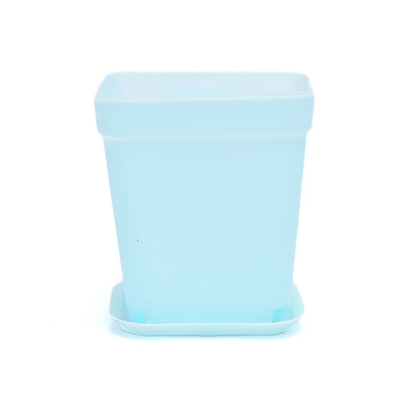 7 väriä saatavilla olevat sakeuttavat kukkaruukut istutusastiat muoviruukut pienet neliönmuotoiset ruukut meheville kasveille: Sininen