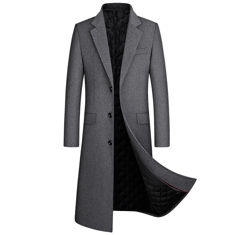 Heren Jas Heren Winter Wollen Jas Mannen Casual Slim Fit Wollen Trenchcoat Lange Dikke Wollen windjack Mannelijke Overjas