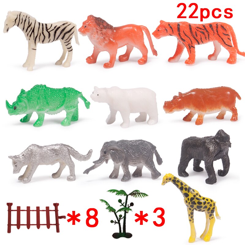 22 pièces/lot Mini simulation en plastique souple forêt animaux simulation jouets doux jouets pour enfants pour garçons et filles enfants jouets