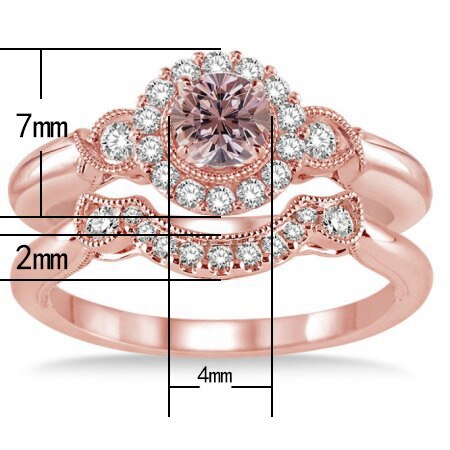Huitan luxo 2pc conjunto de anel de noivado rosa ouro cor flor em forma coupe anel conjunto com deslumbrante minúsculo cz pavimentado casamento 2pc anel
