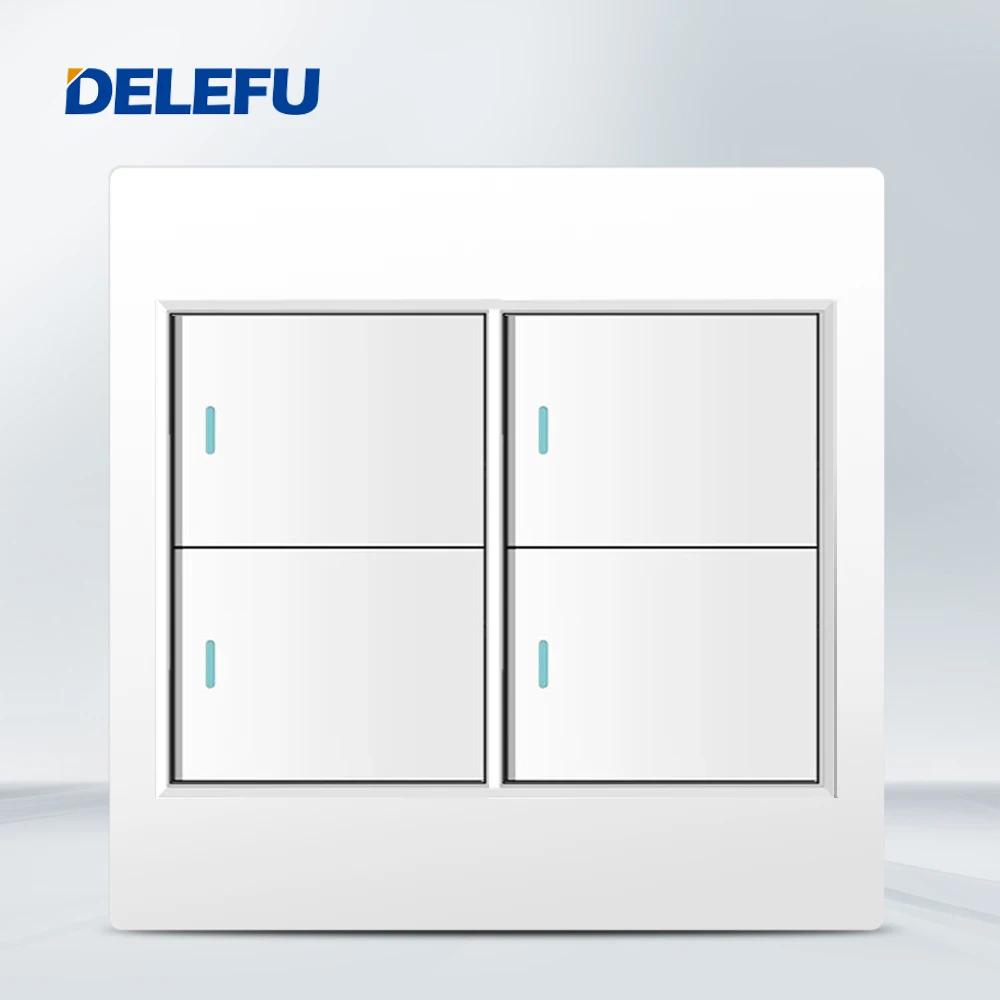 DELEFU 4x4 Fireproof PC Panel Brazil Standard Outlet Double USB Type C Wall Power Socket Light Switch Office White 10A 20A: 6.0M / black
