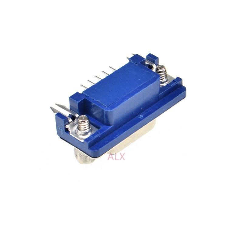 Conector de montaje PCB DB15 DR15 hembra, ángulo recto d-sub, 3 filas, conectores de puerto paralelo azul, adaptador de enchufe VGA de 15 Pines, 5 piezas