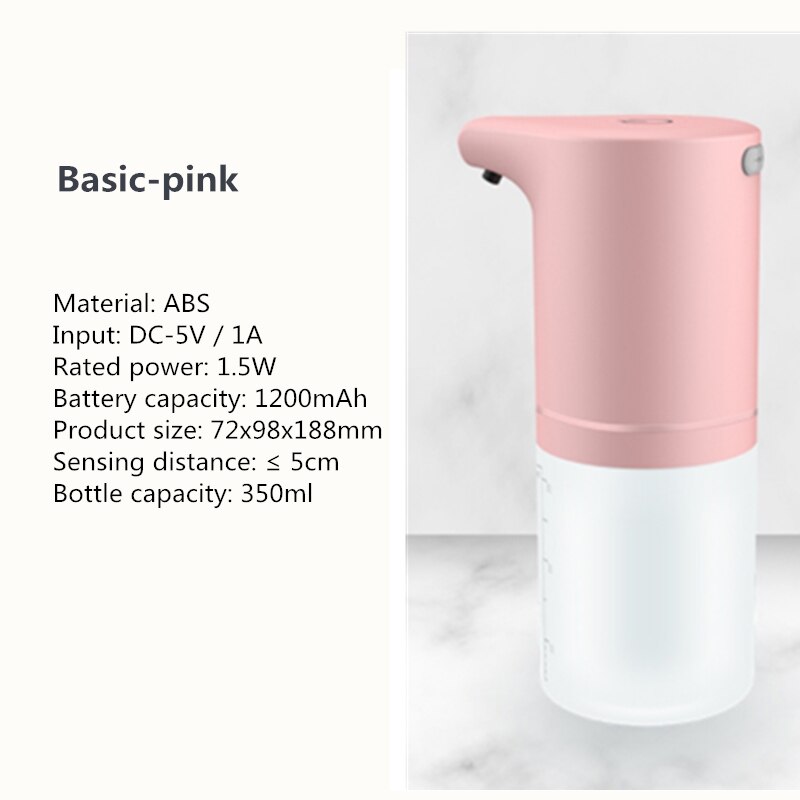 Auto Liquid Soap Foam Dispenser Rechargeable With Temperature Display Touchless Sensor Smart Hand Sanitizer Machine for Bathroom: Basic-pink