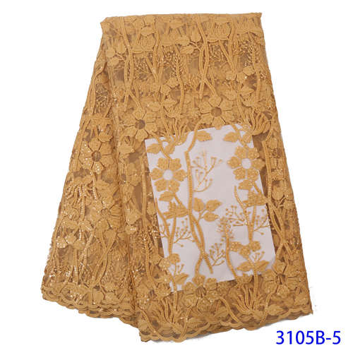 Franske pailletter blondestof kvinder brudekjole afrikansk blondestof blonde afrikansk tyl blondestof  ya3105b-5: Billede 5