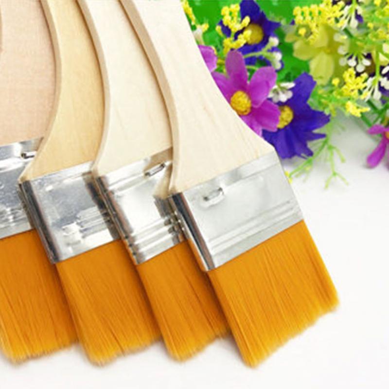 12 stk/sæt boligværktøj vægdekor genanvendelig grill nylon gouache med træhåndtag oliemaling til børn pensel