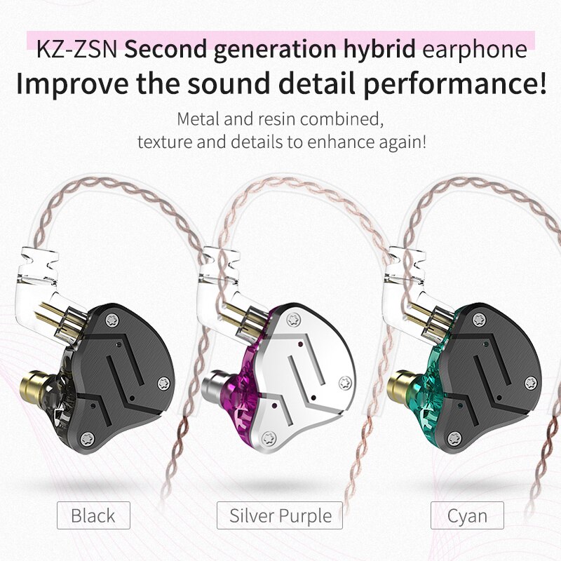 KZ ZSN 1DD 1BA Hybrid w ucho słuchawka hi-fi muzyki basowej gamingowy zestaw słuchawkowy wymienny kabel KZ ZST ZSTX ZSNPRO X ZS10 PRO DQ6 EDX