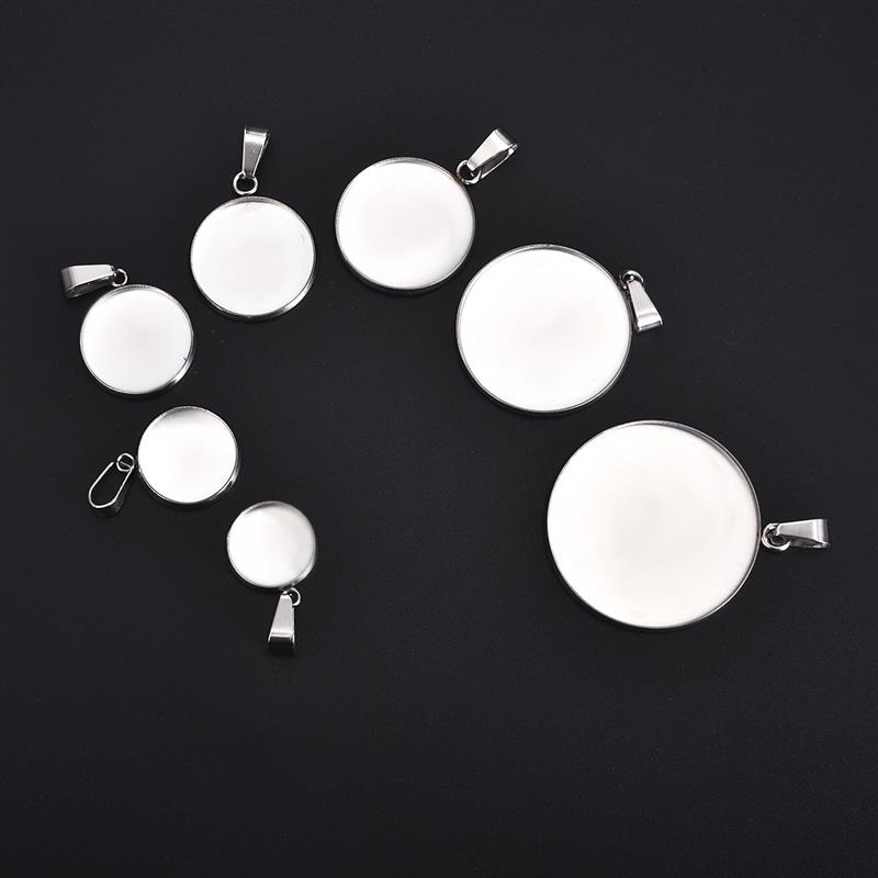 20pcs Stainless Steel Blanks Pendant Base Settings Cabochon Round 10/12/14/16/18/20/25/30mm Bezel Trays Jewelry Making Supplies