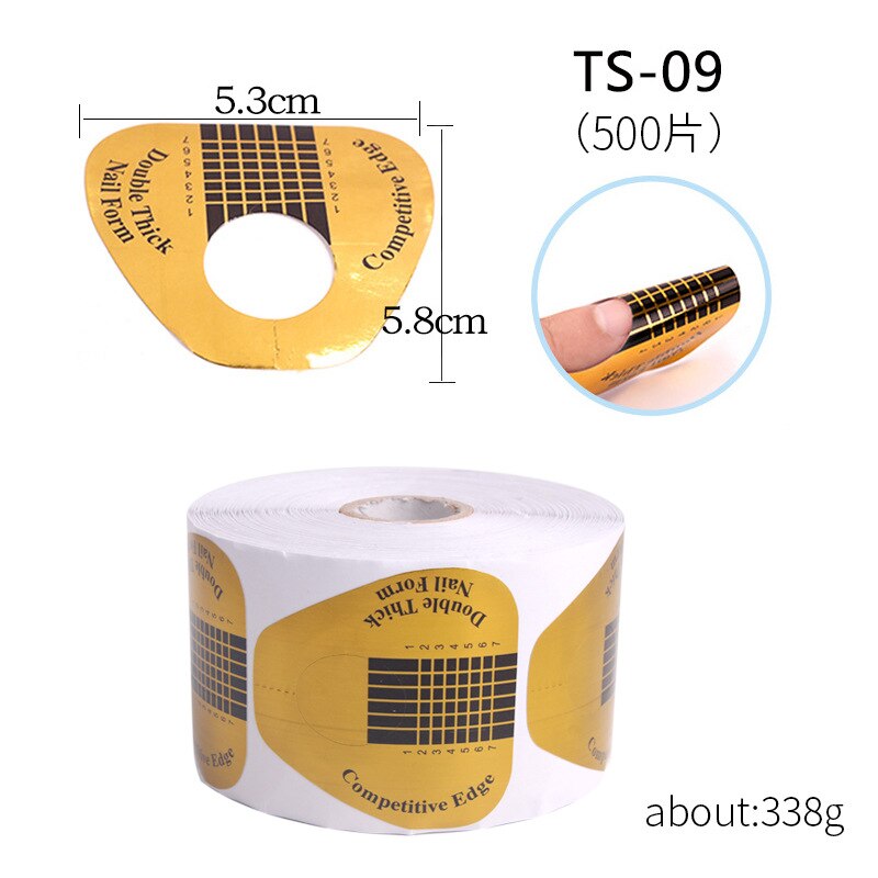 500pcs Top Tips Nail Extension Forms Nail Forms French Curve Sticker UV Gel Building Self-Adhesive: TS-09