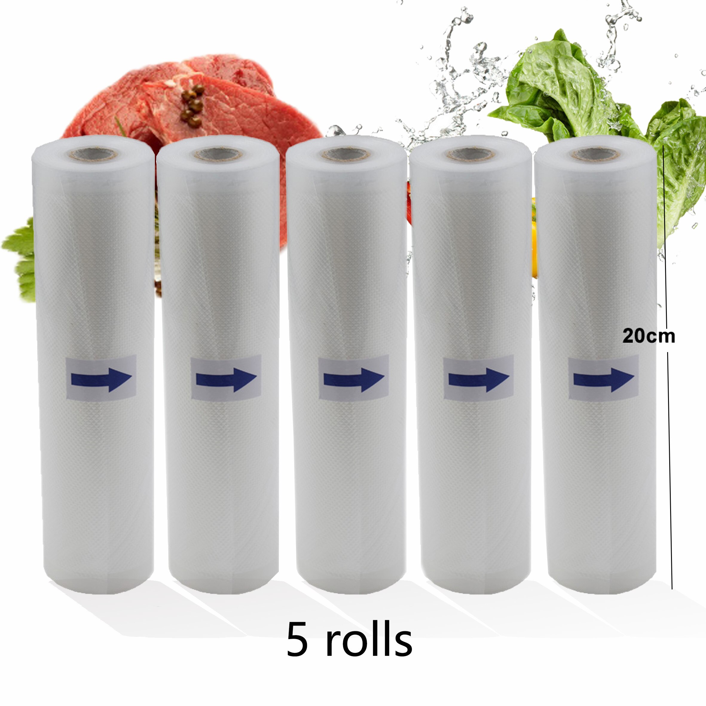 5 Rolls/Lot Keuken Voedsel Vacuümzak Opslag Tassen Voor Vacuum Sealer Voedsel Verpakker 20 Cm * 500 Cm