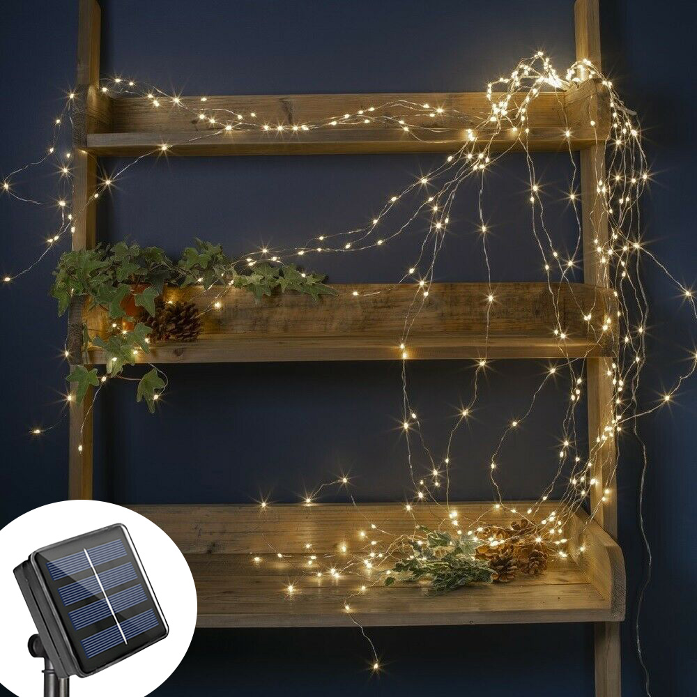 2M Solar Powered LED Branch Lights With Copper Waterproof Waterfall Light For Garden Party Outdoor Christmas Tree Decoration: Warm White / 0.5W