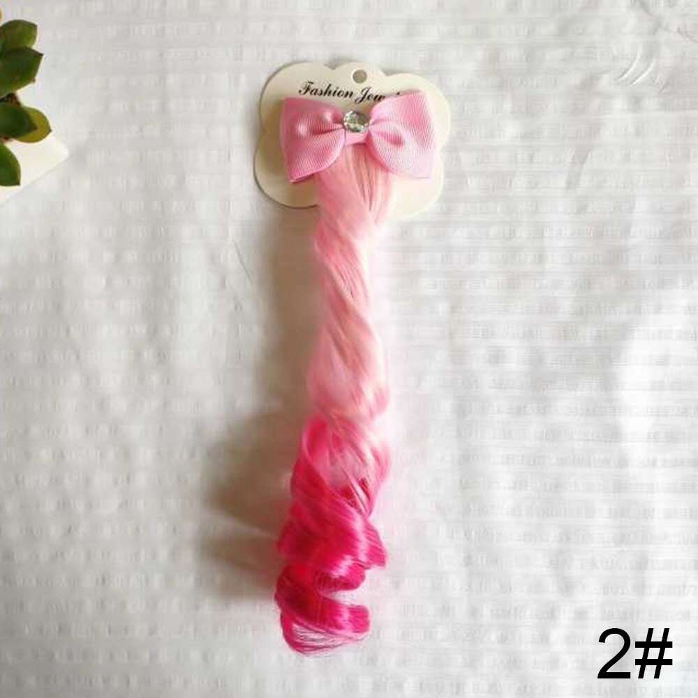 REAKIDS banda elástica para el cabello infantil accesorios para el cabello peluca infantil diadema para niñas cuerda trenzada tocado peluca chica problema de tarjeta: pink