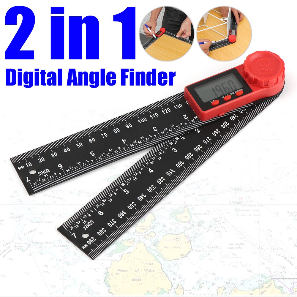 2 in 1 Digital Protractor Angle Ruler 200mm 8inch Angle Finder 360 Degree Goniometer Inclinometer