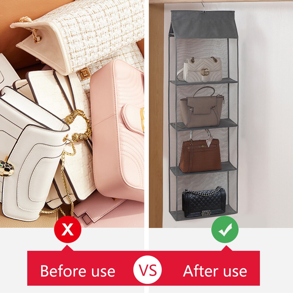 Bedroom Organization Foldable Purse Storage Bag Three-dimensional Door Wardrobe Closet Hanger Hanging Handbag Organizer