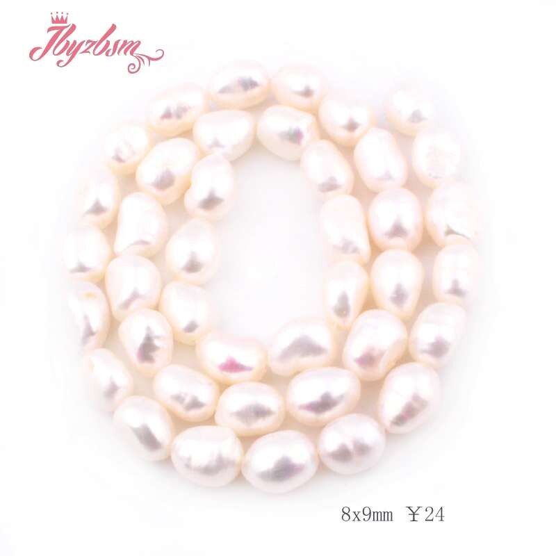 5-7/8-9/9-10/10-11mm White Potato Freshwater Pearl Loose Natural Stone Beads For Women DIY Jewelry Making Necklace Bracelet 15": 8-9mm