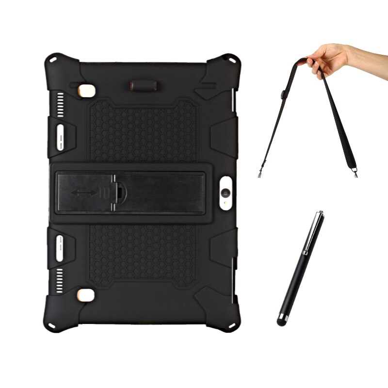 funda tablet 10 pulgadas Nueva silicona suave funda tablet 10.1 pulgadas Cubierta trasera a prueba de golpes de Tablet PC Android: Black and Straps