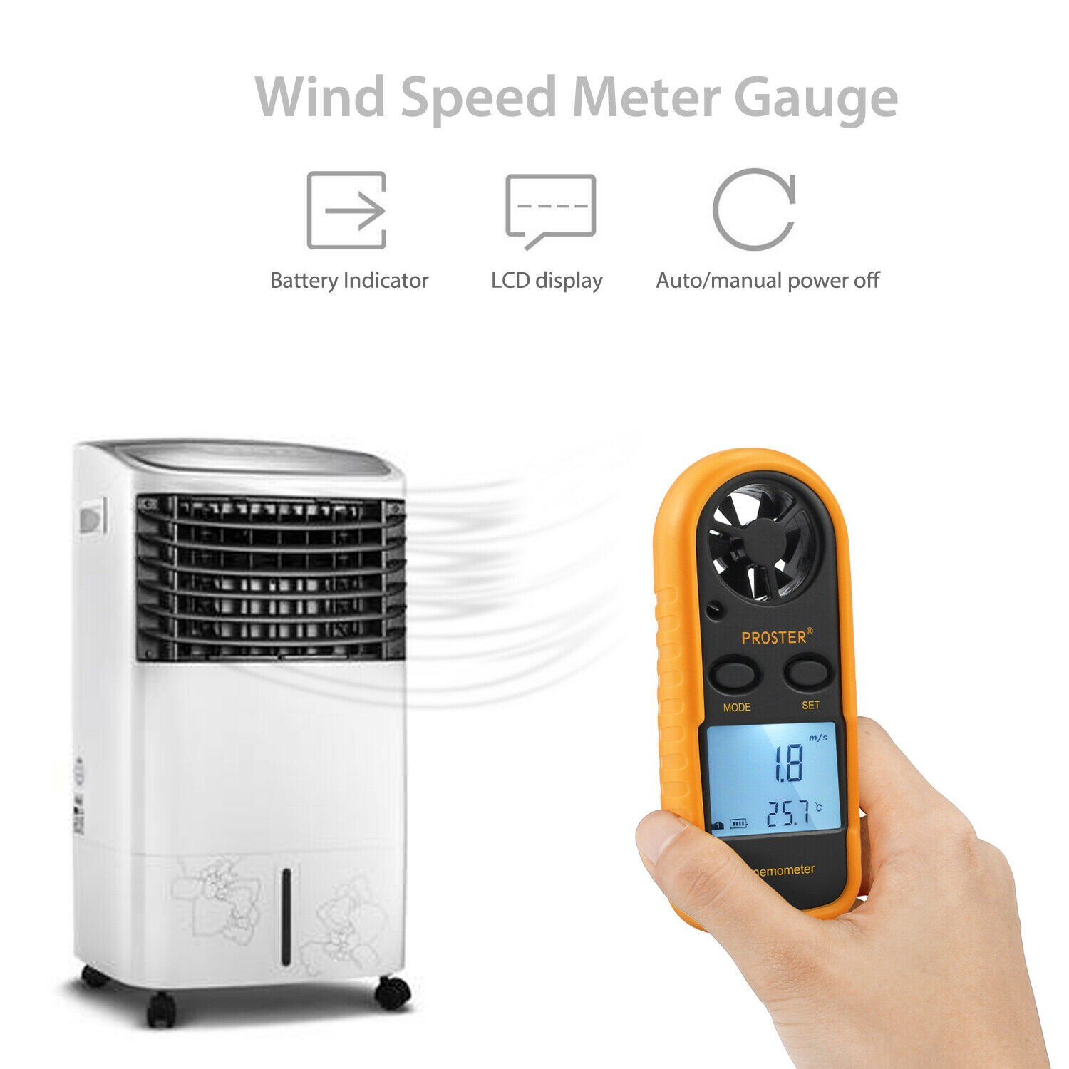 Wind Snelheidsmeter (Digitale Anemometer met Thermometer) Type A150