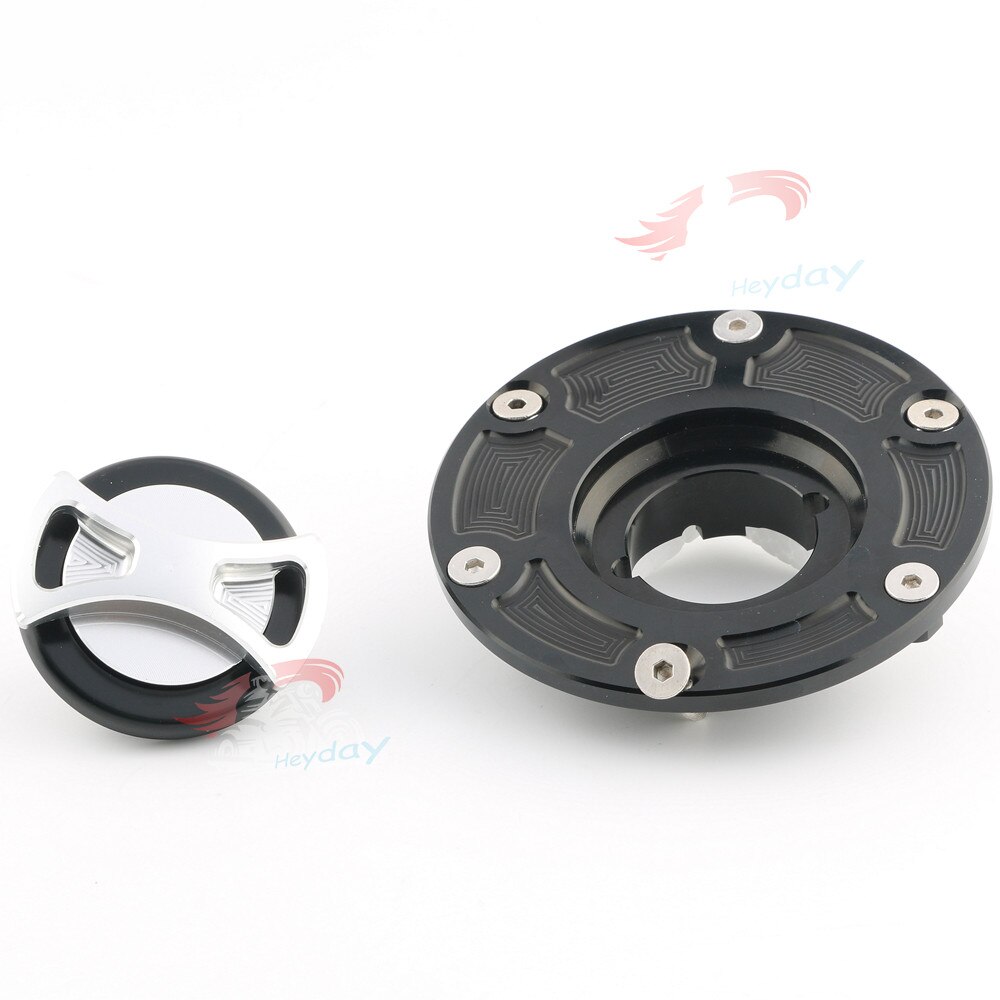 Billet CNC Keyless Gas Fuel Tank Cap Cover For Aprilia RS125/RS250 All Years / RSV1000 Mille 1998 - 2000: Silver