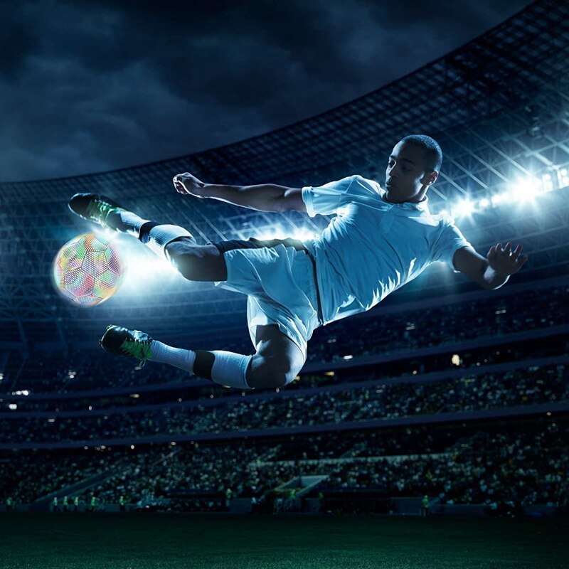 Reflektierende FußBall Ball leuchtend Nacht glühen Fußbälle Erwachsene Art Ausbildung Größe5 Fußbälle Kamera Blitz Reflektierende