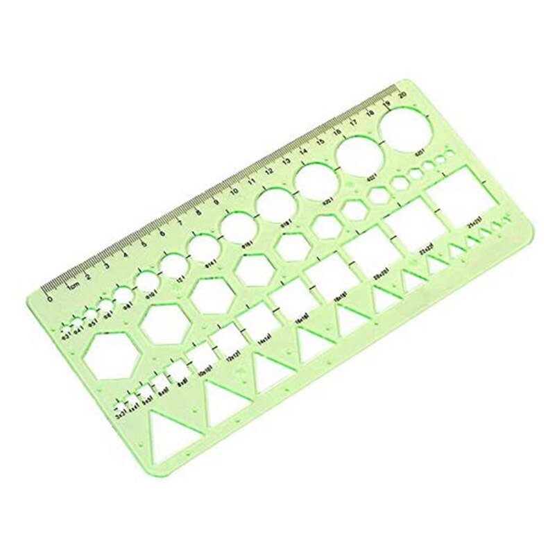Geometric Template Ruler Drawing Template Measuring Ruler for Engineering Building School Office Supplies, 4 Counts
