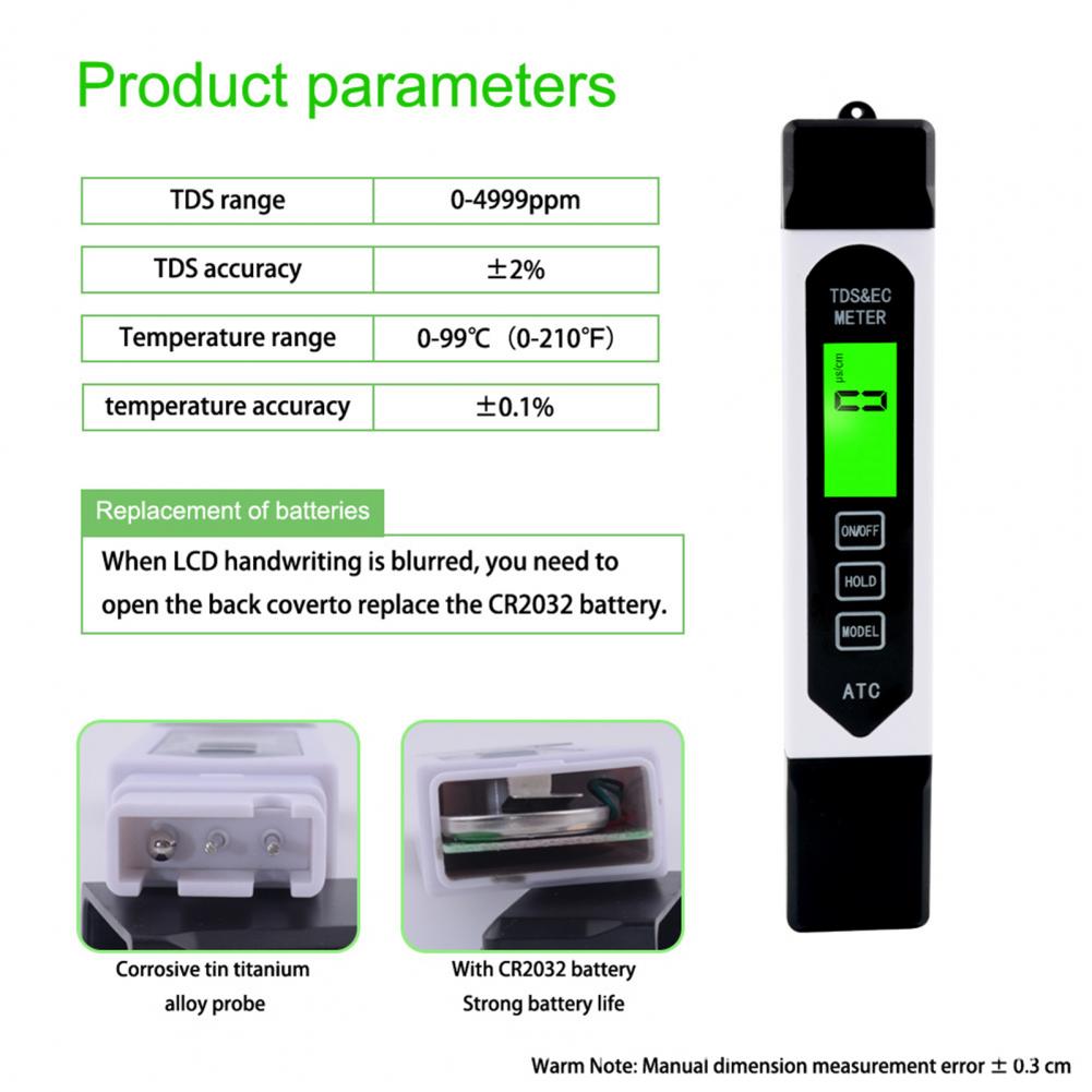 Practical Water Meter High Accuracy Automatic Lock Convenient Digital PH Tester for Drinking Water