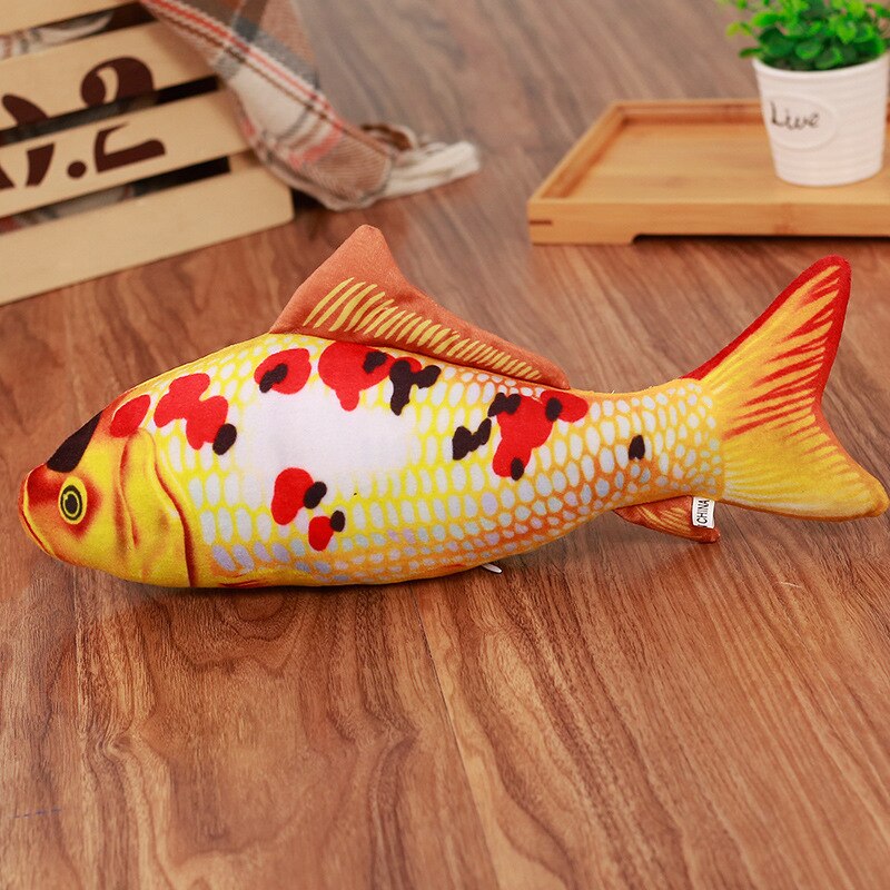 Haustier Weichen Plüsch Kreative 3D Karpfen Fisch bilden Katze Spielzeug Katzenminze Fisch Gefüllte Kissen Puppe Simulation Fisch Spielen Spielzeug für Haustier: Gold und Silber- koi / 20cm ohne  Reißverschluss